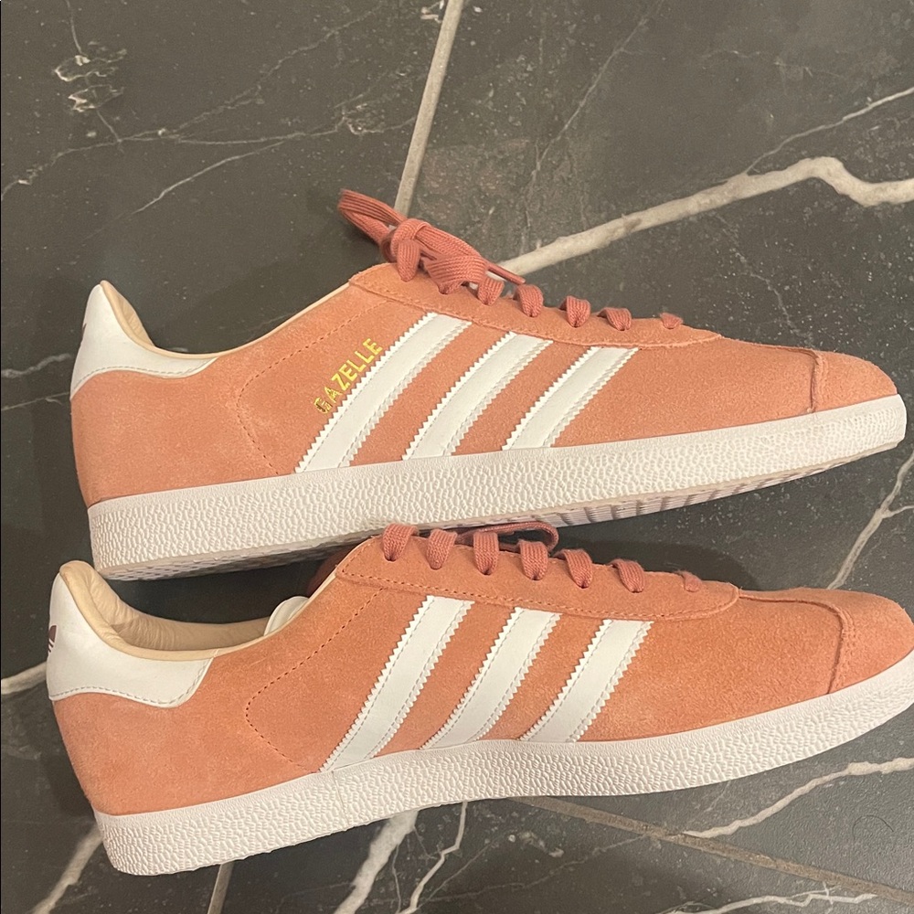 Adidas Gazelle Coral and White Sneakers - Picture 6 of 10